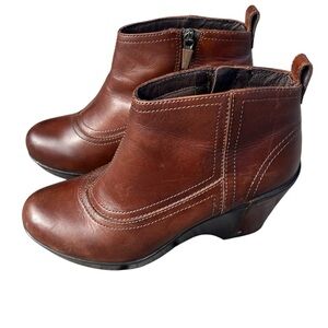 Dansko Brown Leather Wedge Ankle Shoes Booties Boots Size EU 38 US 8